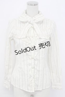 画像1: axes femme / ボウタイ付きストライプブラウス  ベージュ T-26-02-17-007-AX-BL-SA-ZT