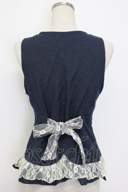 画像2: axes femme / チェーン使いクラシカルベスト  ネイビーＸ白 T-26-02-17-009-AX-TO-SA-ZT