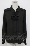 axes femme / カメオ×ジャボブローチ付ブラウス L 黒 T-26-02-17-011-AX-BL-SA-ZT