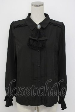 画像1: axes femme / カメオ×ジャボブローチ付ブラウス L 黒 T-26-02-17-011-AX-BL-SA-ZT