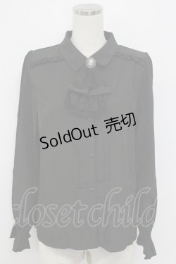 画像1: axes femme / カメオ×ジャボブローチ付ブラウス L 黒 T-26-02-17-011-AX-BL-SA-ZT551