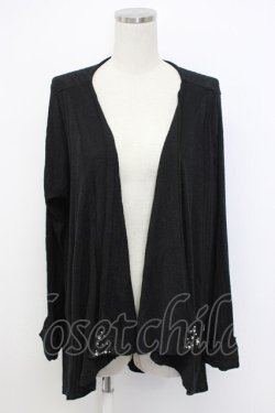 画像1: axes femme / 襟デザインロングカーデ  黒 T-26-02-17-012-AX-TO-SA-ZT