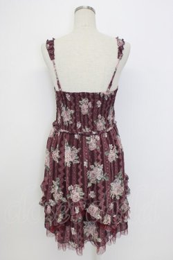 画像2: axes femme / バラ×レースシャーリングワンピース M ワイン T-26-02-17-013-AX-OP-SA-ZT