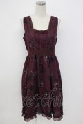 axes femme / 裾2WAYメルヘン柄ワンピース M ワイン T-26-02-17-014-AX-OP-SA-ZT