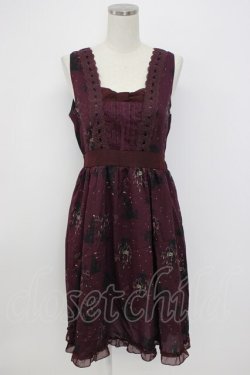 画像1: axes femme / 裾2WAYメルヘン柄ワンピース M ワイン T-26-02-17-014-AX-OP-SA-ZT