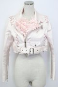 noir kei ninomiya / 内側フリルショートライダースジャケット S ピンク T-26-02-17-020-LO-JA-SA-ZT