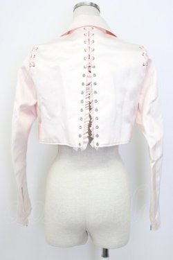 画像2: noir kei ninomiya / 内側フリルショートライダースジャケット S ピンク T-26-02-17-020-LO-JA-SA-ZT