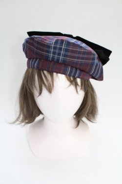 画像2: axes femme / タータンチェックリボンベレー  ワイン T-26-02-18-028-AX-AC-SA-ZT