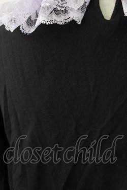 画像4: Nile Perch / 流れ星ワッペン襟カットソー  黒Ｘラベンダー T-26-02-18-003-LO-TO-SA-ZT