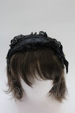画像1: MA*RS / 編み上げリボンビジューヘッドドレスカチューシャ  黒 T-26-02-18-032-EL-AC-SA-ZT