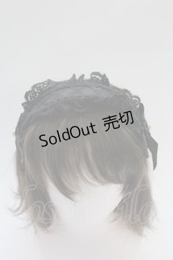 画像1: MA*RS / 編み上げリボンビジューヘッドドレスカチューシャ  黒 T-26-02-18-032-EL-AC-SA-ZT486