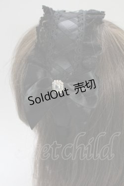 画像2: MA*RS / 編み上げリボンビジューヘッドドレスカチューシャ  黒 T-26-02-18-032-EL-AC-SA-ZT486