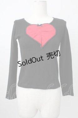 画像1: MILK / ハートモチーフカットソー  黒Ｘ赤 T-26-02-18-004-ML-TO-SA-ZT