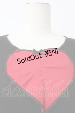 画像4: MILK / ハートモチーフカットソー  黒Ｘ赤 T-26-02-18-004-ML-TO-SA-ZT