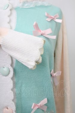 画像8: Nile Perch / リボンデザイン2カラーカーディガン  サックスＸアイボリー T-26-02-18-005-LO-TO-SA-ZT