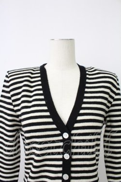 画像4: PINK HOUSE / ストライプVネックカーディガン  ブラック×ホワイト T-26-02-18-009-LO-TO-SA-ZT