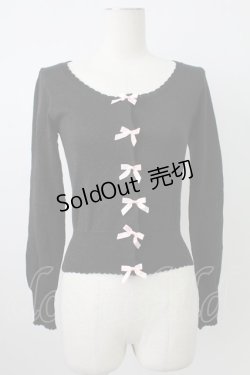 画像1: Emily Temple cute / ラメリボンニットカーディガン  黒ラメＸピンク T-26-02-18-010-ET-TO-SA-ZT