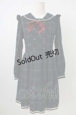 画像1: Secret Honey / チェックセーラーワンピース  グリーンＸネイビー T-26-02-18-014-CA-OP-SA-ZT