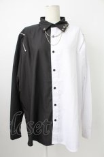 画像1: THICC / 肩ZIPシャツ  黒Ｘ白 T-26-02-18-002-PU-BL-SA-ZT570 (1)