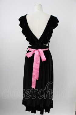 画像2: Nile Perch / ミニローズ柄ベルベットジャンパースカート  黒ｘピンク T-26-02-18-016-LO-OP-SA-ZT