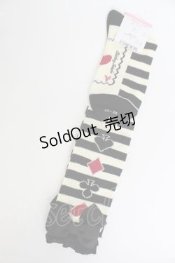 画像2: Shirley Temple / トランプボーダーハイソックス  黒Ｘアイボリー T-26-02-19-005-ET-ZA-SA-ZT