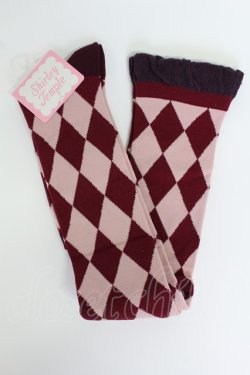 画像1: Shirley Temple / ダイヤ柄オーバーニー 22-24CM ボルドー T-26-02-19-008-ET-ZA-SA-ZT