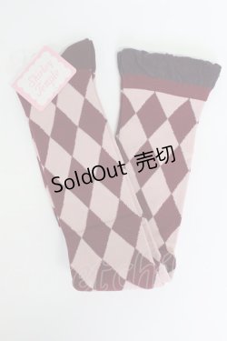 画像1: Shirley Temple / ダイヤ柄オーバーニー 22-24CM ボルドー T-26-02-19-008-ET-ZA-SA-ZT437