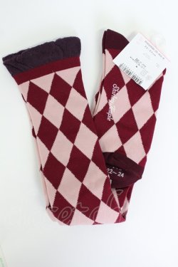 画像2: Shirley Temple / ダイヤ柄オーバーニー 22-24CM ボルドー T-26-02-19-008-ET-ZA-SA-ZT