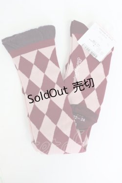 画像2: Shirley Temple / ダイヤ柄オーバーニー 22-24CM ボルドー T-26-02-19-008-ET-ZA-SA-ZT437