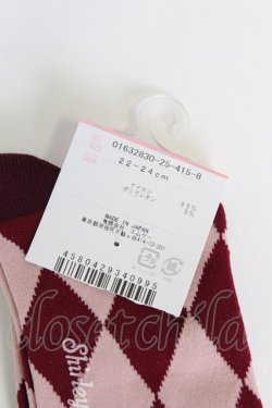 画像3: Shirley Temple / ダイヤ柄オーバーニー 22-24CM ボルドー T-26-02-19-008-ET-ZA-SA-ZT