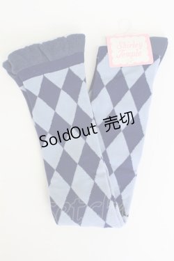 画像1: Shirley Temple / ダイヤ柄オーバーニー 22-24CM 青 T-26-02-19-013-ET-ZA-SA-ZT444