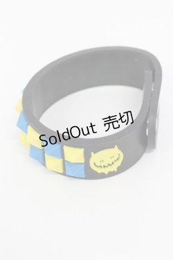 画像1: LISTEN FLAVOR / 2連スタッズラバーブレス  黒Ｘ黄色Ｘ青 T-26-02-19-020-PU-AC-SA-ZT