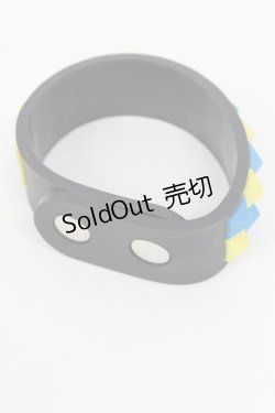画像2: LISTEN FLAVOR / 2連スタッズラバーブレス  黒Ｘ黄色Ｘ青 T-26-02-19-020-PU-AC-SA-ZT