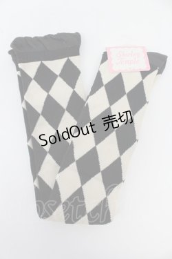 画像1: Shirley Temple / ダイヤ柄オーバーニー 22-24CM 黒Ｘアイボリー T-26-02-19-003-ET-ZA-SA-ZT