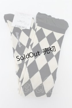 画像2: Shirley Temple / ダイヤ柄オーバーニー 22-24CM 黒Ｘアイボリー T-26-02-19-003-ET-ZA-SA-ZT