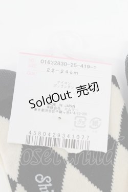 画像3: Shirley Temple / ダイヤ柄オーバーニー 22-24CM 黒Ｘアイボリー T-26-02-19-003-ET-ZA-SA-ZT