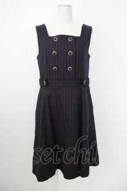 画像1: Jane Marple / ストライプジャンパースカート  ネイビーＸ赤 T-26-02-20-023-JM-OP-SA-ZT