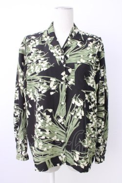 画像1: INGEBORG / 鈴蘭柄シャツ  クロ T-26-02-20-010-LO-BL-OW-ZT