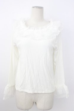 画像1: axes femme / チュールフリルリブプルオーバー  白 T-26-02-20-002-AX-TO-SA-ZT