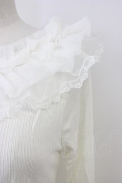 画像3: axes femme / チュールフリルリブプルオーバー  白 T-26-02-20-002-AX-TO-SA-ZT