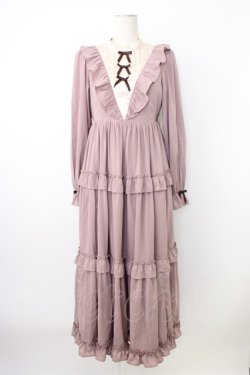 画像1: axes femme kawaii / クラシカルフリルロングワンピ  ピンク T-26-02-20-019-AX-OP-SA-ZT