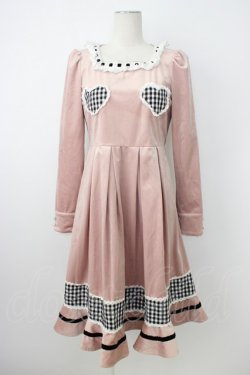 画像1: Lolime by mellfy memory / Pretty Heartsベロアワンピース M ピンク T-26-02-20-020-GO-OP-SA-ZT