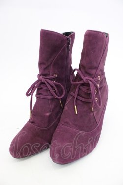 画像1: an another angelus / プチレースアップスウェードブーツ  パープル T-26-02-23-024-CA-SH-SA-ZT