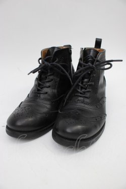 画像1: あしながおじさん / レースアップシューズ 23 ブラック T-26-02-23-025-PU-SH-SA-ZT