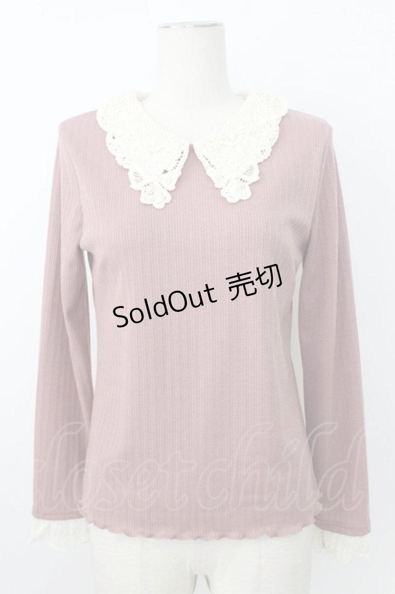 画像1: axes femme POETIQUE / レース襟カットプルオーバー M ピンク T-26-02-23-032-AX-TO-SA-ZH (1)