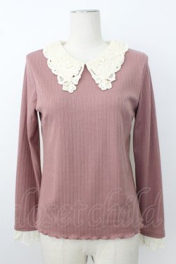 画像1: axes femme POETIQUE / レース襟カットプルオーバー M ピンク T-26-02-23-032-AX-TO-SA-ZT