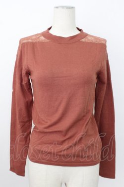 画像1: axes femme / 肩レースシンプルニットプルオーバー M ブラウン T-26-02-23-037-AX-TO-SA-ZT
