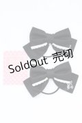Shirley Temple / ST刺繍リボンヘアゴム  黒Ｘ白 T-26-02-24-008-ET-AC-SA-ZT
