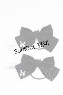 画像2: Shirley Temple / ST刺繍リボンヘアゴム  黒Ｘ白 T-26-02-24-008-ET-AC-SA-ZT