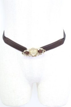 画像1: axes femme / ハートモチーフ細ベルト  ゴールドＸブラウン T-26-02-24-064-AX-ZA-SA-ZT